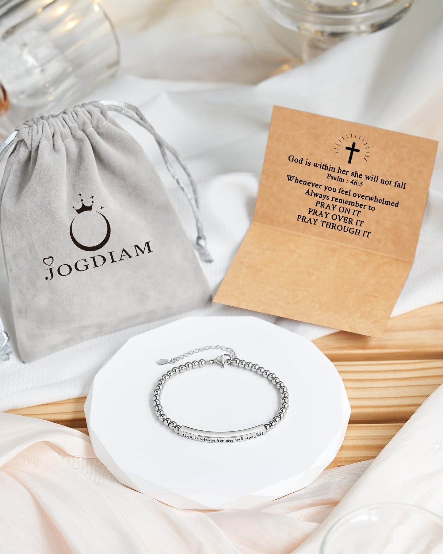 Religious Gift for Her God is Within Her She Will Not Fall Bible Verse Bracelet Gift for Her