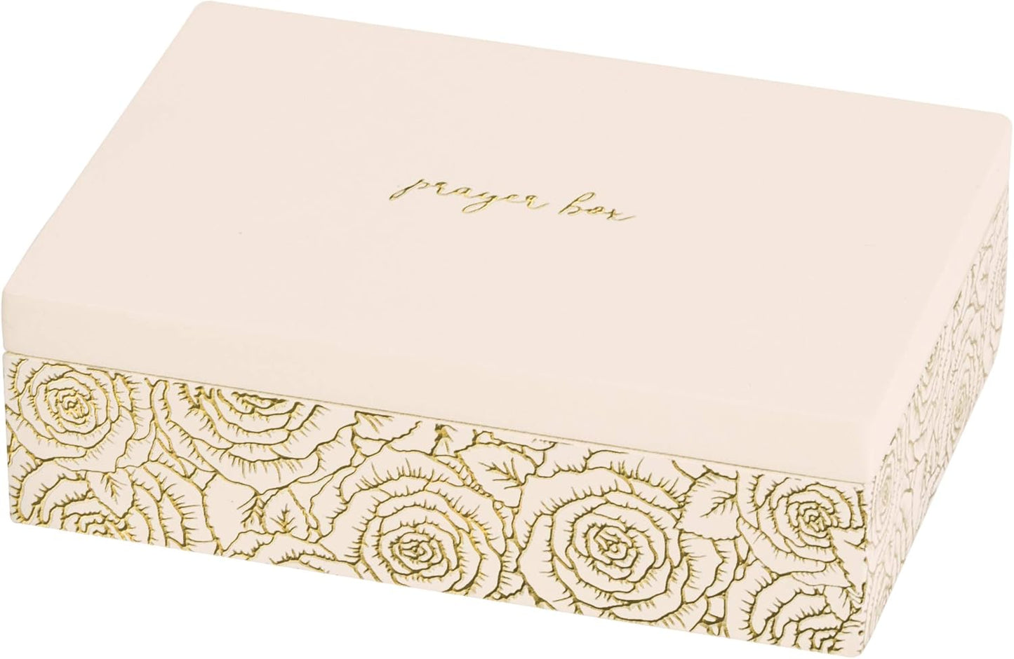 C.R. Gibson TBS1-20801 Small Wood Prayer Trinket Box White, 4x3 inch