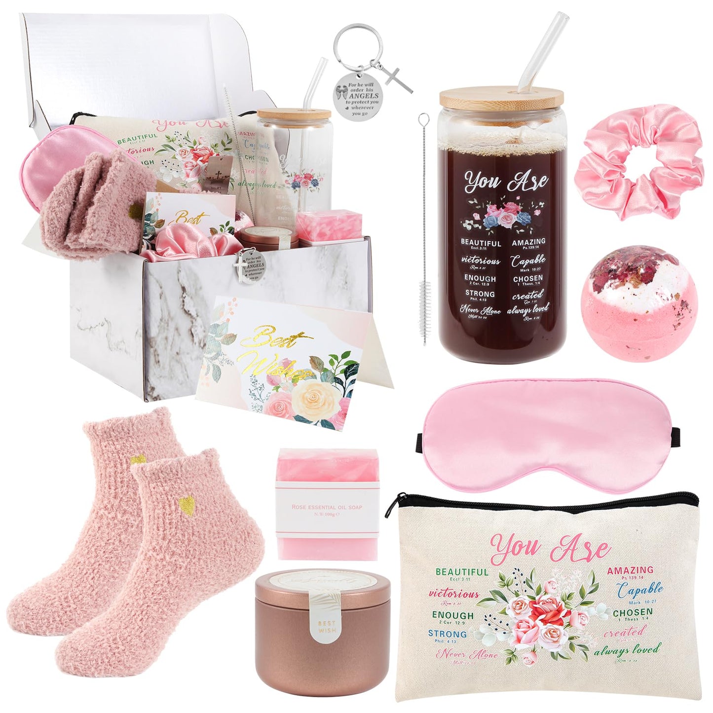 12 Pieces Christian Gifts for Women,Inspirational Gift Set, Spiritual Religious Catholic Gifts Box for Women Friends Female Sister Mom