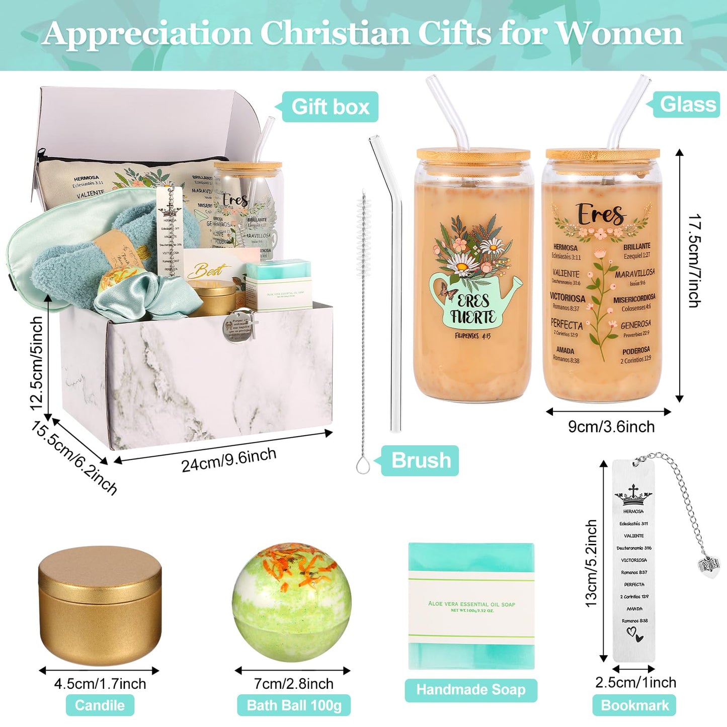 12 Pieces Christian Gifts for Women,Inspirational Gift Set, Spiritual Religious Catholic Gifts Box for Women Friends Female Sister Mom