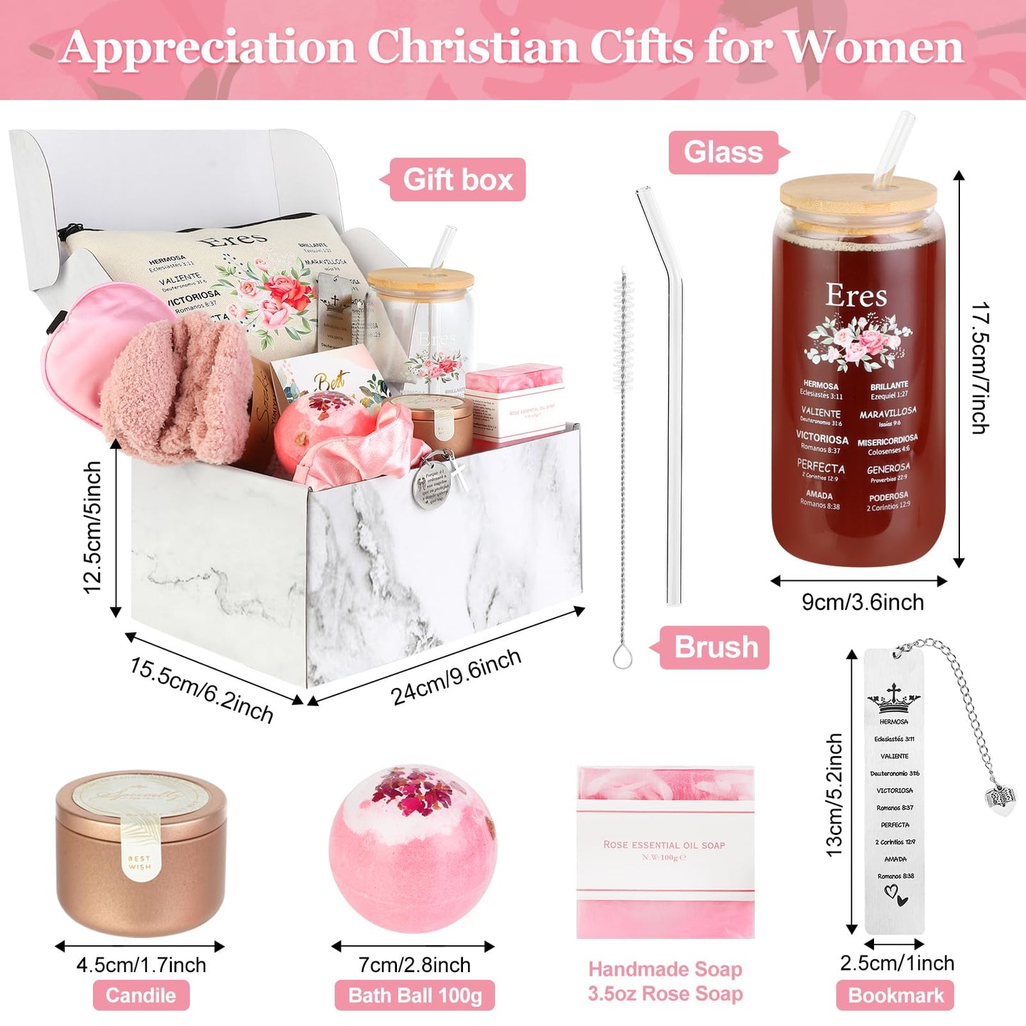 12 Pieces Christian Gifts for Women,Inspirational Gift Set, Spiritual Religious Catholic Gifts Box for Women Friends Female Sister Mom