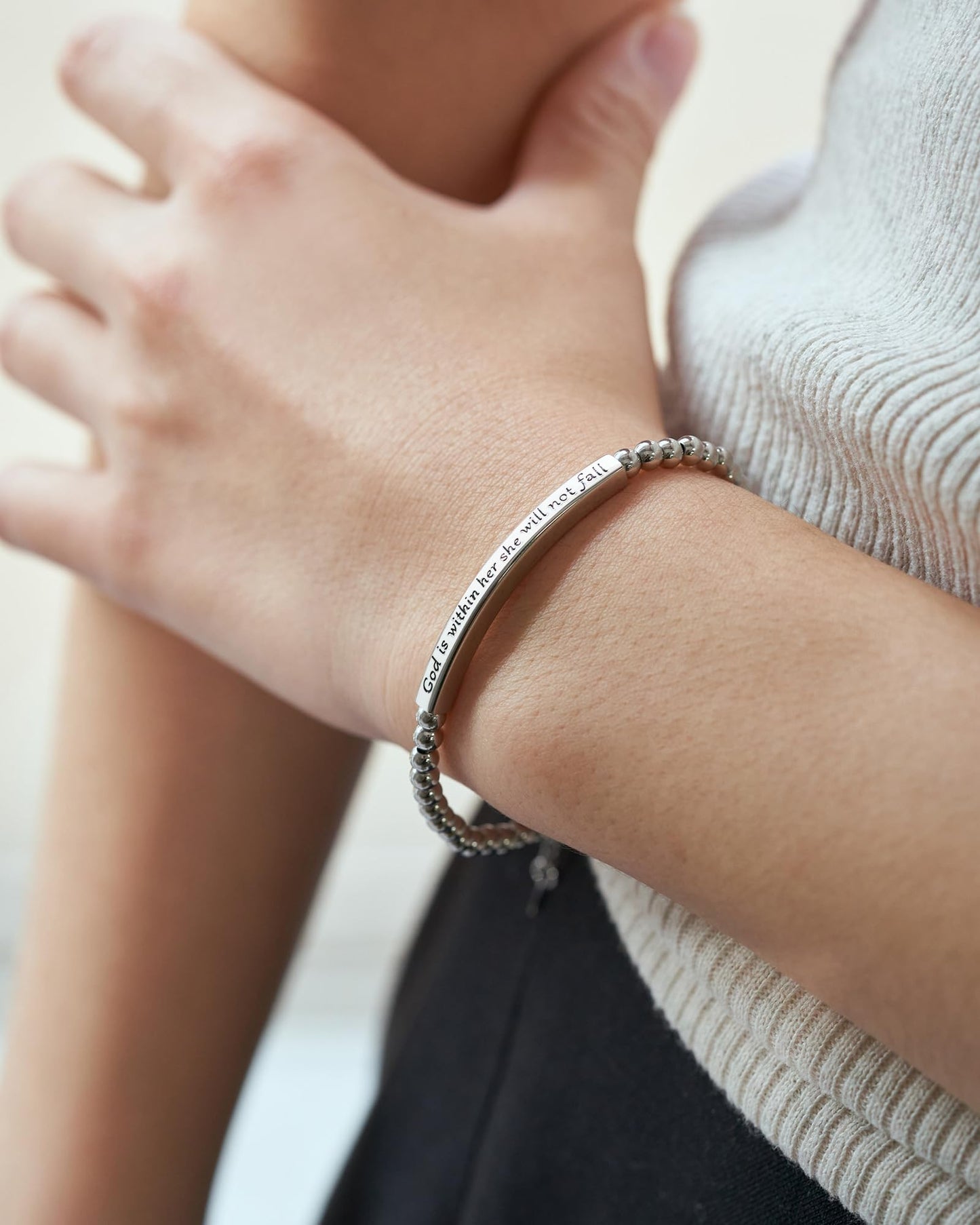 Religious Gift for Her God is Within Her She Will Not Fall Bible Verse Bracelet Gift for Her