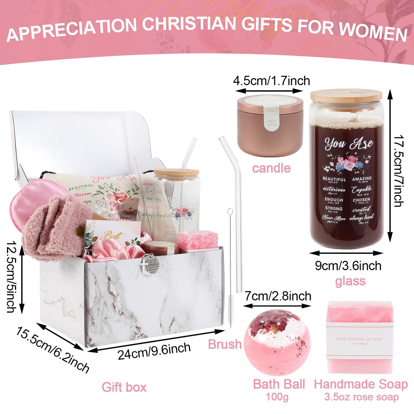 12 Pieces Christian Gifts for Women,Inspirational Gift Set, Spiritual Religious Catholic Gifts Box for Women Friends Female Sister Mom