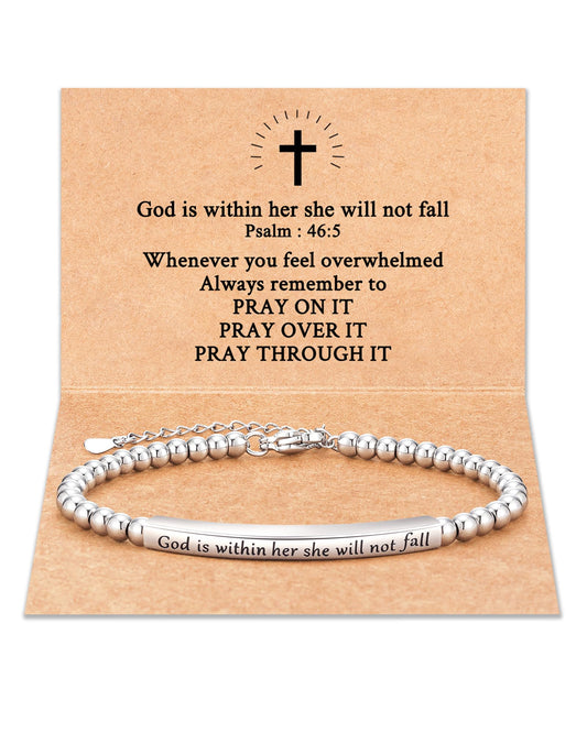 Religious Gift for Her God is Within Her She Will Not Fall Bible Verse Bracelet Gift for Her
