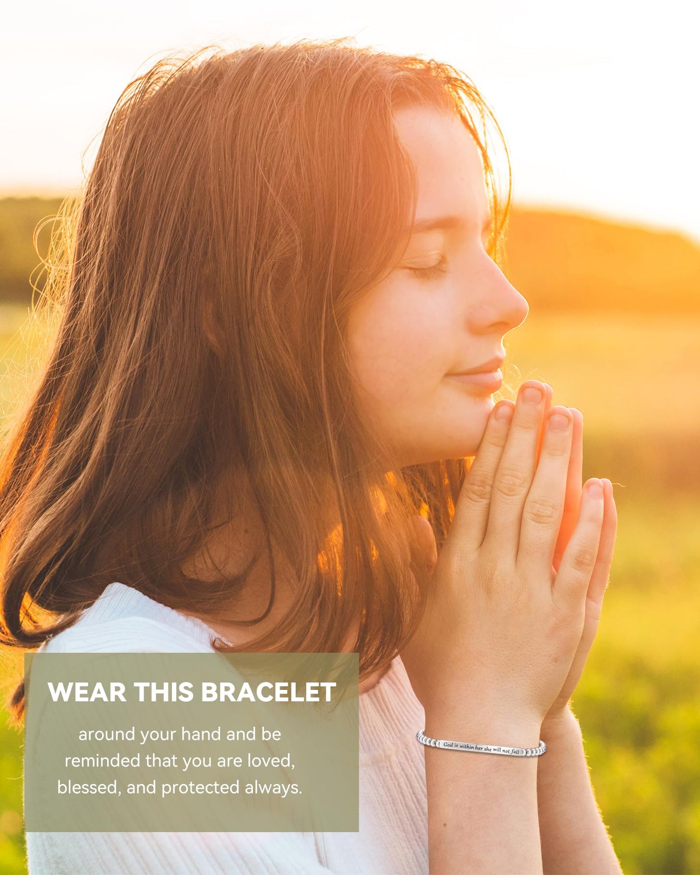 Religious Gift for Her God is Within Her She Will Not Fall Bible Verse Bracelet Gift for Her
